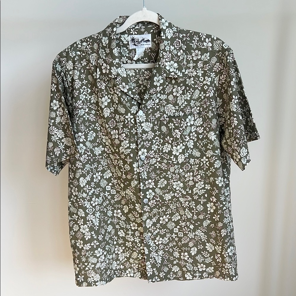 Vintage Leaf Print Hawaiian Shirt